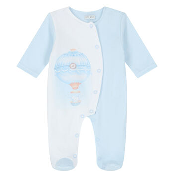 Baby Boys Blue & White Hot Air Balloon Babygrow